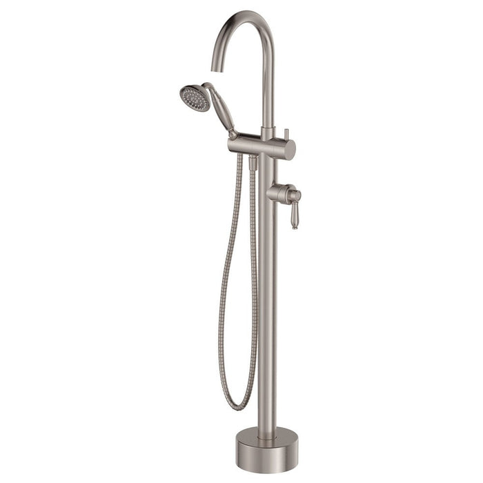 Fienza Eleanor Solid Brass With Round Hand Shower Floor Mounted Bath Mixer