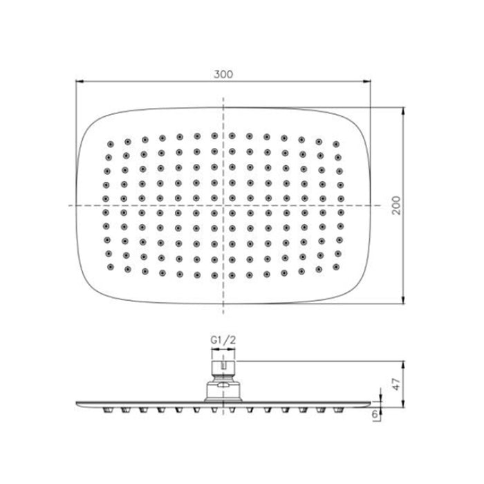300*200mm BK Thin Stainless Steel Square Shower Heads