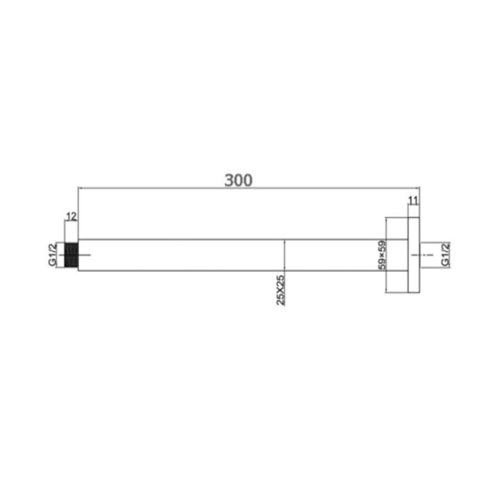 300mm BK Rund Brass Round Ceiling Arm