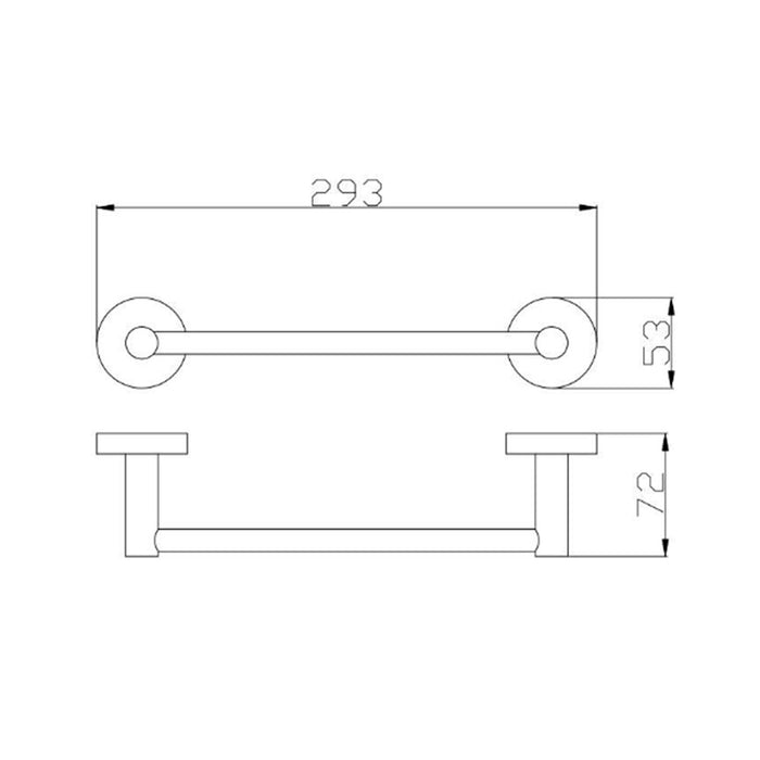 250mm BK RUND Brass Round Single Towel Rails