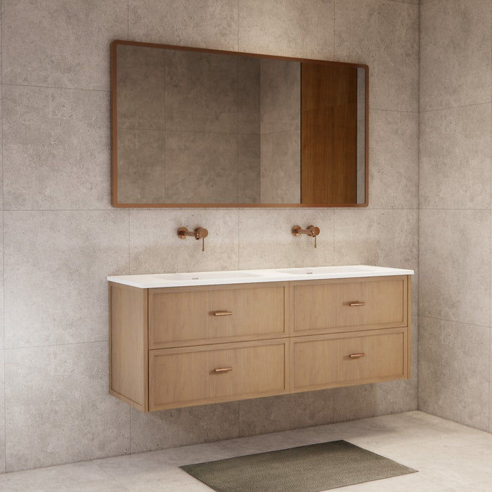 600-1500*450*550mm ABS Banff Coastal Oak Shaker Plywood Wall Hung Vanity
