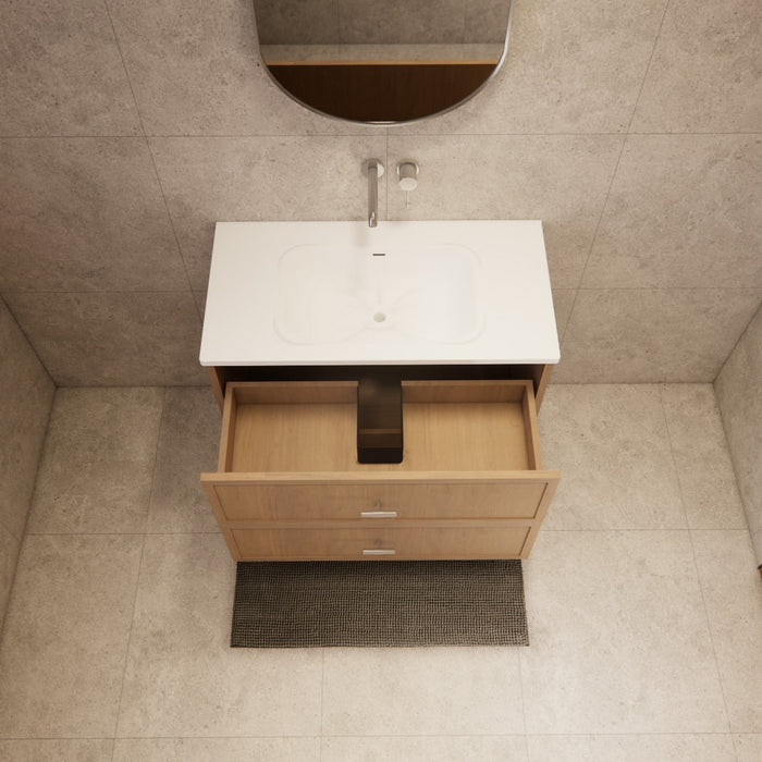 600-1500*450*550mm ABS Banff Coastal Oak Shaker Plywood Wall Hung Vanity