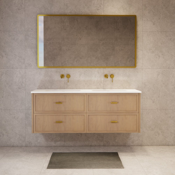 600-1500*450*550mm ABS Banff Coastal Oak Shaker Plywood Wall Hung Vanity