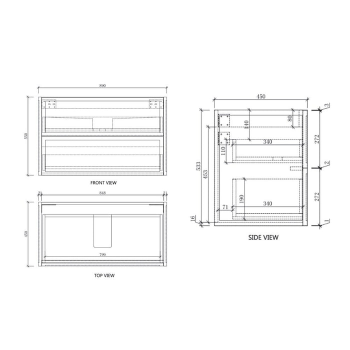 600-1500*450*550mm ABS Banff Coastal Oak Shaker Plywood Wall Hung Vanity