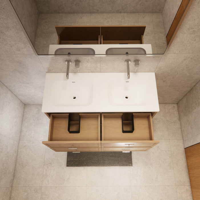 600-1500*450*550mm ABS Banff Coastal Oak Shaker Plywood Wall Hung Vanity
