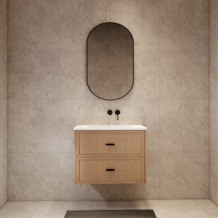 600-1500*450*550mm ABS Banff Coastal Oak Shaker Plywood Wall Hung Vanity