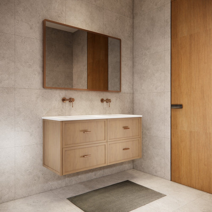 600-1500*450*550mm ABS Banff Coastal Oak Shaker Plywood Wall Hung Vanity