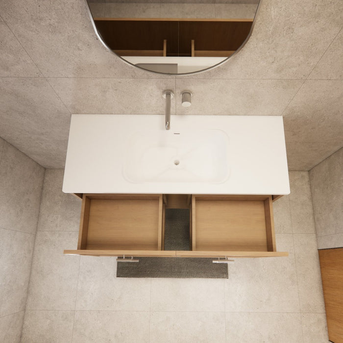 600-1500*450*550mm ABS Banff Coastal Oak Shaker Plywood Wall Hung Vanity