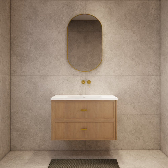 600-1500*450*550mm ABS Banff Coastal Oak Shaker Plywood Wall Hung Vanity