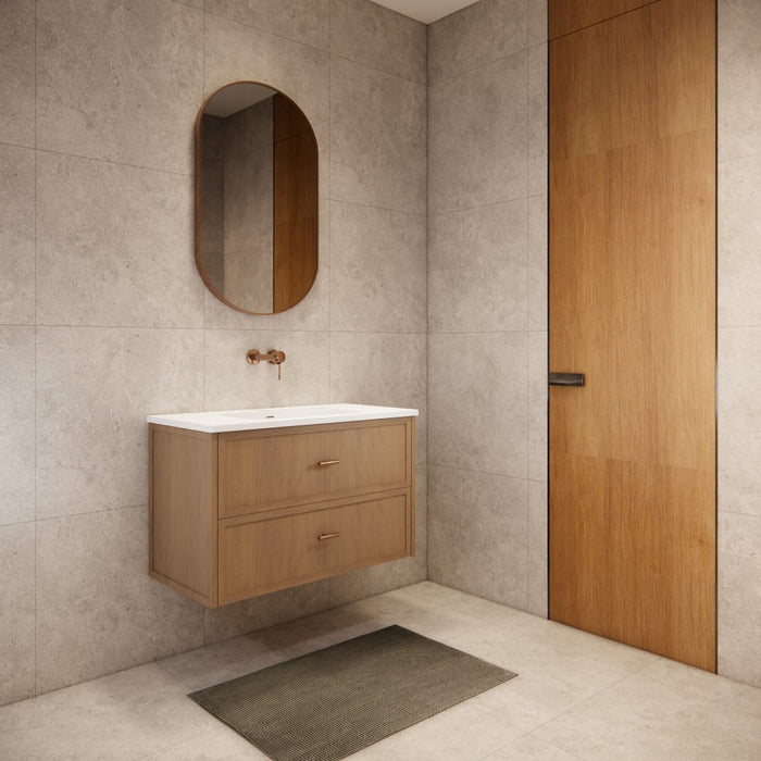 600-1500*450*550mm ABS Banff Coastal Oak Shaker Plywood Wall Hung Vanity