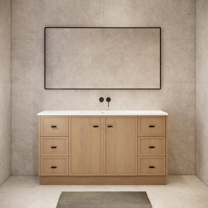 600-1500*450*820mm ABS Tofino Coastal Oak Shaker Plywood Freestanding Vanity With Kickboard