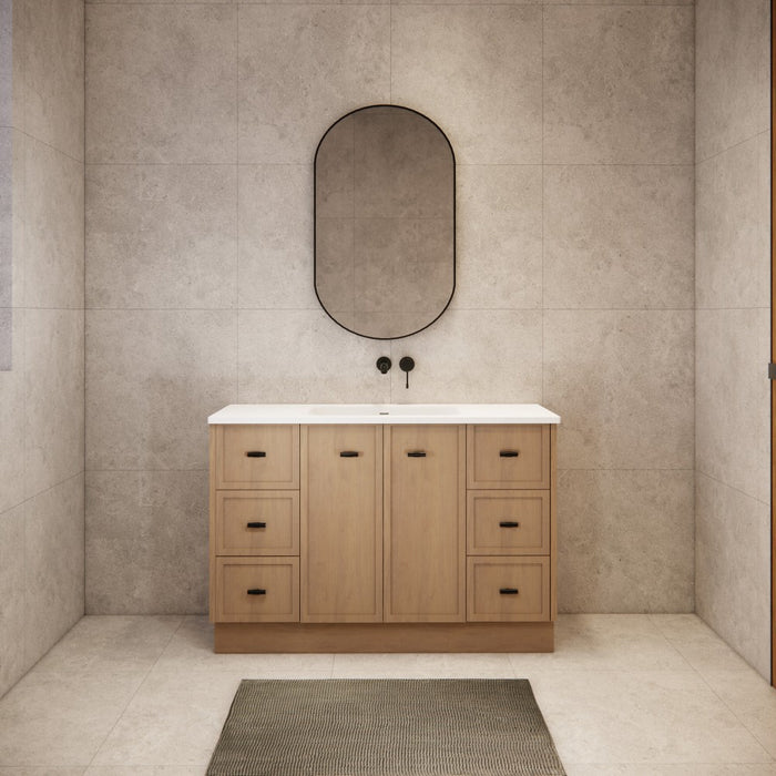 600-1500*450*820mm ABS Tofino Coastal Oak Shaker Plywood Freestanding Vanity With Kickboard