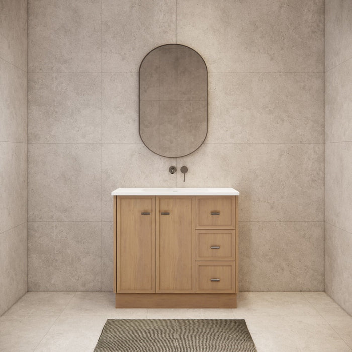 600-1500*450*820mm ABS Tofino Coastal Oak Shaker Plywood Freestanding Vanity With Kickboard