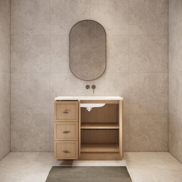 600-1500*450*820mm ABS Tofino Coastal Oak Shaker Plywood Freestanding Vanity With Kickboard