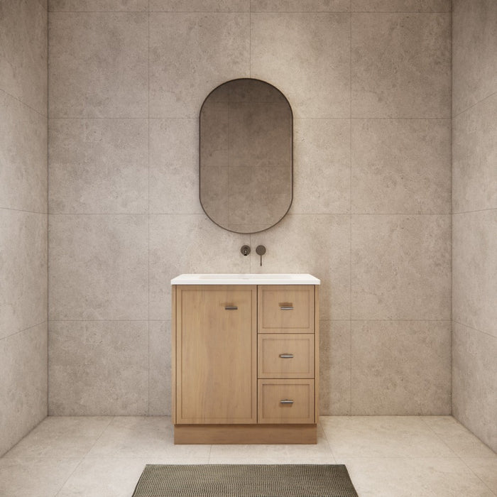 600-1500*450*820mm ABS Tofino Coastal Oak Shaker Plywood Freestanding Vanity With Kickboard