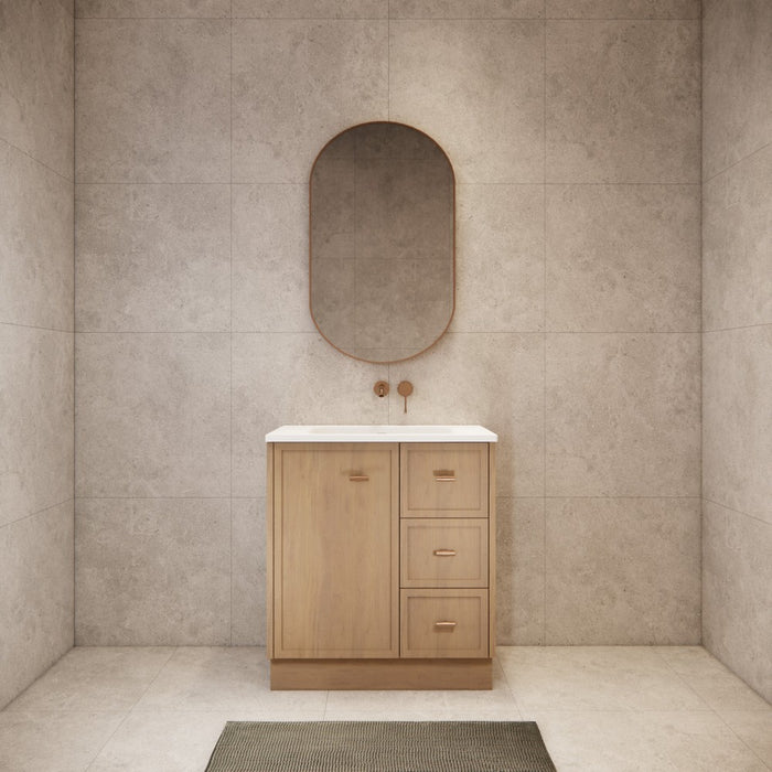 600-1500*450*820mm ABS Tofino Coastal Oak Shaker Plywood Freestanding Vanity With Kickboard