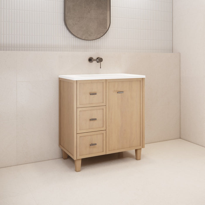600-1500*450*820mm ABS Tofino Coastal Oak Shaker Plywood Freestanding Vanity With Wood Legs
