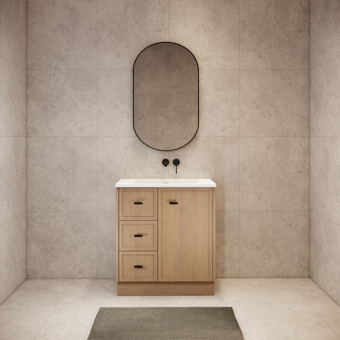600-1500*450*820mm ABS Tofino Coastal Oak Shaker Plywood Freestanding Vanity With Kickboard