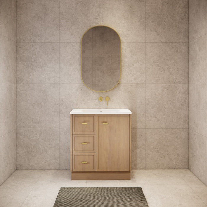 600-1500*450*820mm ABS Tofino Coastal Oak Shaker Plywood Freestanding Vanity With Kickboard