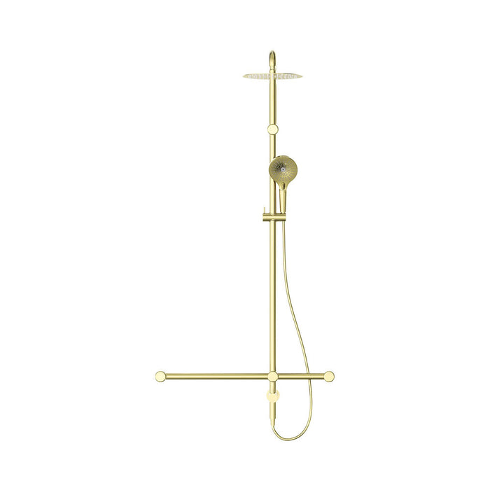 600*1600mm Nero Mecca Care 32mm T Bar Grab Rail Twin Shower Set