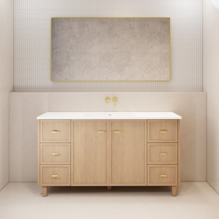 600-1500*450*820mm ABS Tofino Coastal Oak Shaker Plywood Freestanding Vanity With Wood Legs