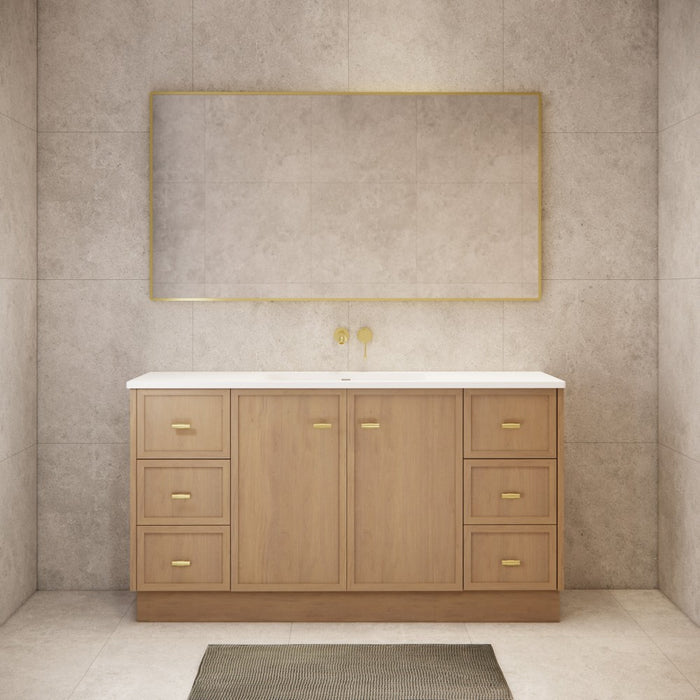 600-1500*450*820mm ABS Tofino Coastal Oak Shaker Plywood Freestanding Vanity With Kickboard