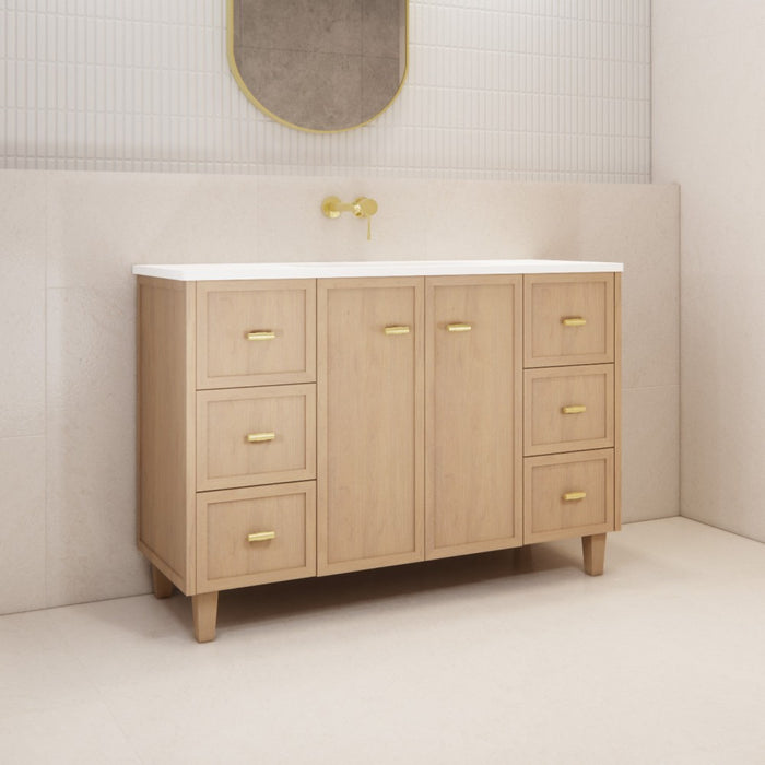 600-1500*450*820mm ABS Tofino Coastal Oak Shaker Plywood Freestanding Vanity With Wood Legs