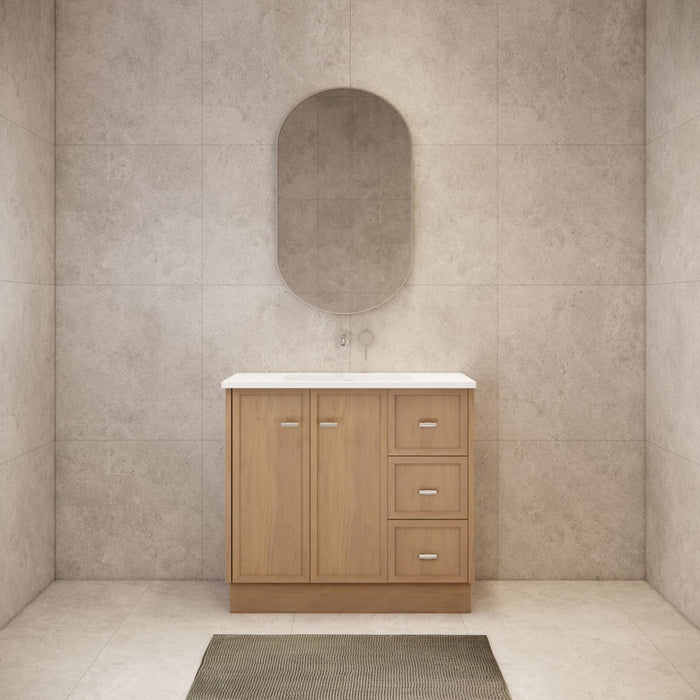 600-1500*450*820mm ABS Tofino Coastal Oak Shaker Plywood Freestanding Vanity With Kickboard