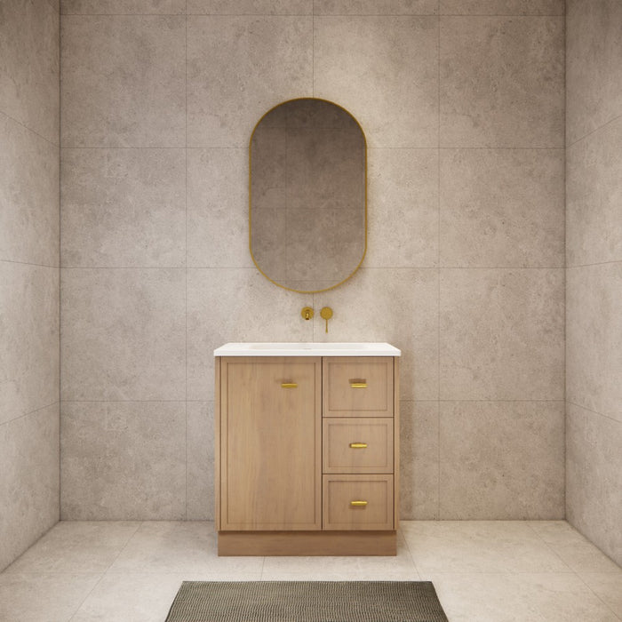 600-1500*450*820mm ABS Tofino Coastal Oak Shaker Plywood Freestanding Vanity With Kickboard