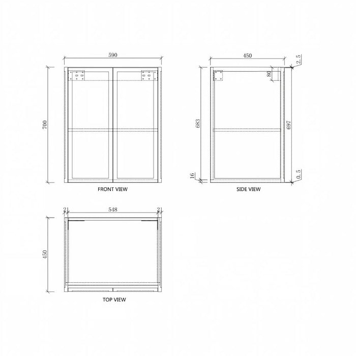 600-1500*450*700mm ABS Tofino Coastal Oak Shaker Plywood Wall Hung Vanity