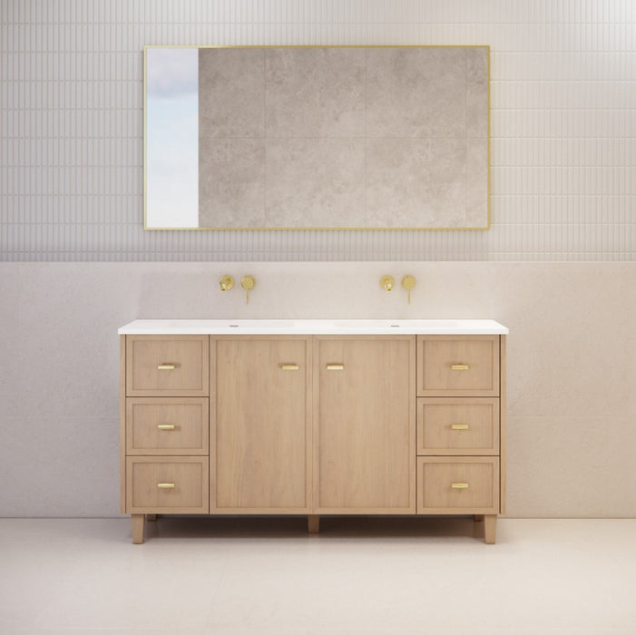 600-1500*450*820mm ABS Tofino Coastal Oak Shaker Plywood Freestanding Vanity With Wood Legs