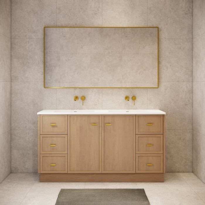 600-1500*450*820mm ABS Tofino Coastal Oak Shaker Plywood Freestanding Vanity With Kickboard