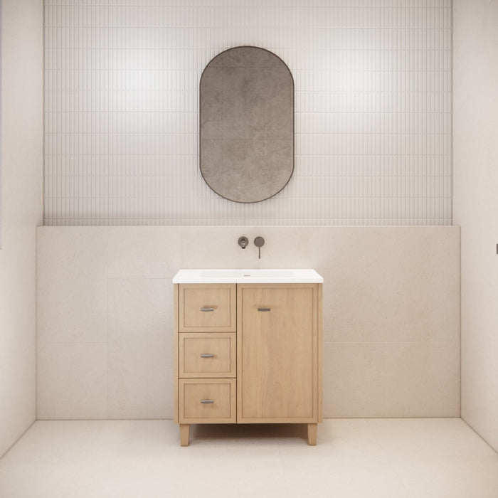 600-1500*450*820mm ABS Tofino Coastal Oak Shaker Plywood Freestanding Vanity With Wood Legs