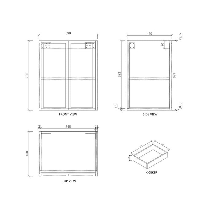 600-1500*450*820mm ABS Tofino Coastal Oak Shaker Plywood Freestanding Vanity With Kickboard