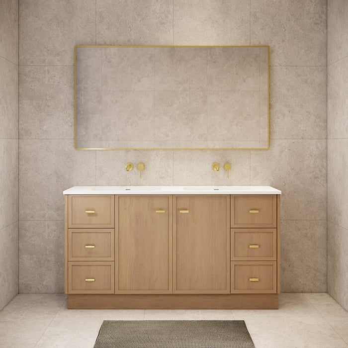 600-1500*450*820mm ABS Tofino Coastal Oak Shaker Plywood Freestanding Vanity With Kickboard