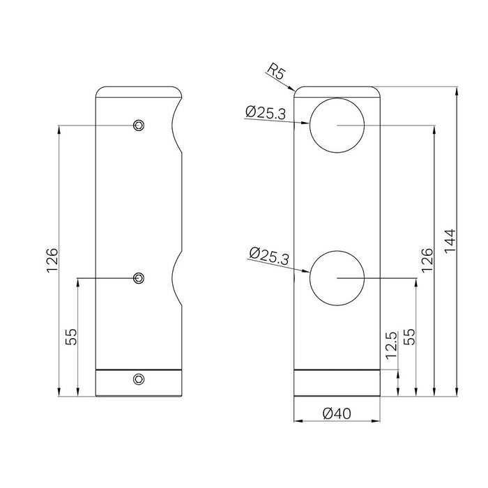 Nero Mecca Care Make Your Own 25mm Stainless Steel Left/Right Grab Rail Double Towel Bracket