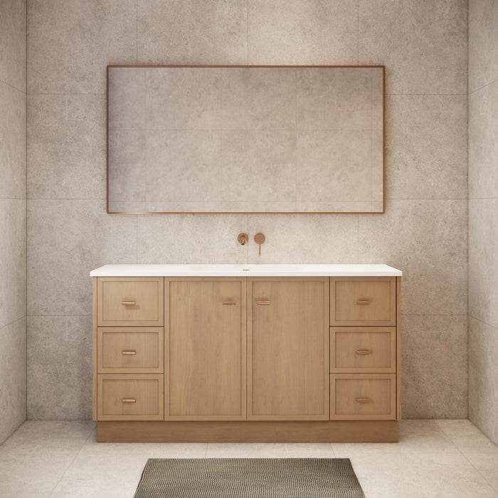 600-1500*450*820mm ABS Tofino Coastal Oak Shaker Plywood Freestanding Vanity With Kickboard
