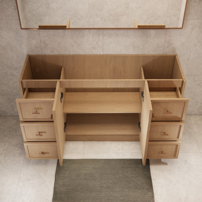 600-1500*450*820mm ABS Tofino Coastal Oak Shaker Plywood Freestanding Vanity With Kickboard
