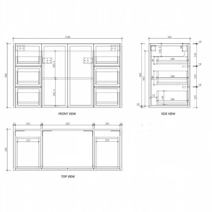 600-1500*450*700mm ABS Tofino Coastal Oak Shaker Plywood Wall Hung Vanity
