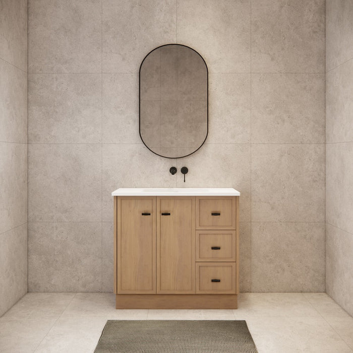 600-1500*450*820mm ABS Tofino Coastal Oak Shaker Plywood Freestanding Vanity With Kickboard