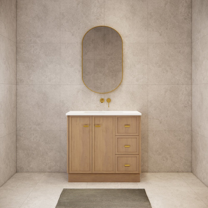 600-1500*450*820mm ABS Tofino Coastal Oak Shaker Plywood Freestanding Vanity With Kickboard