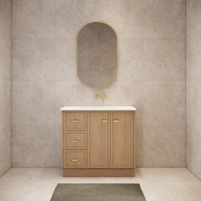 600-1500*450*820mm ABS Tofino Coastal Oak Shaker Plywood Freestanding Vanity With Kickboard