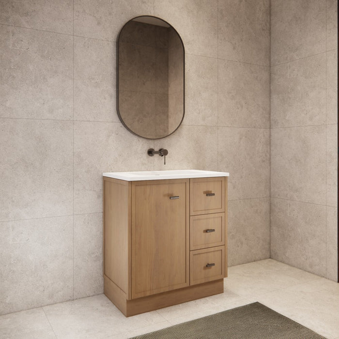 600-1500*450*820mm ABS Tofino Coastal Oak Shaker Plywood Freestanding Vanity With Kickboard
