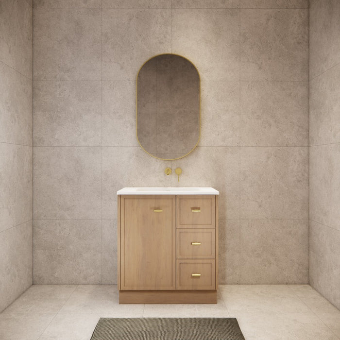 600-1500*450*820mm ABS Tofino Coastal Oak Shaker Plywood Freestanding Vanity With Kickboard