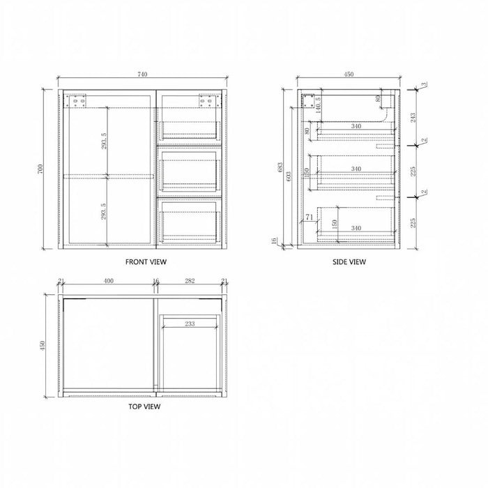 600-1500*450*700mm ABS Tofino Coastal Oak Shaker Plywood Wall Hung Vanity