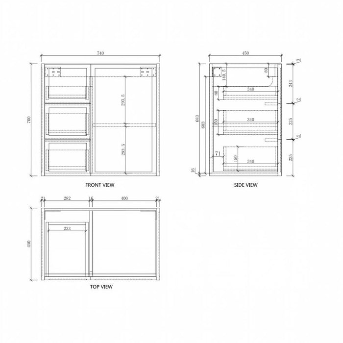 600-1500*450*700mm ABS Tofino Coastal Oak Shaker Plywood Wall Hung Vanity