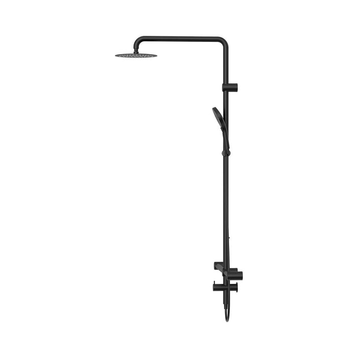 600*1600mm Nero Mecca Care 32mm T Bar Grab Rail Twin Shower Set
