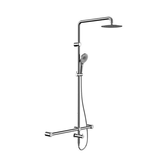600*1600mm Nero Mecca Care 32mm T Bar Grab Rail Twin Shower Set