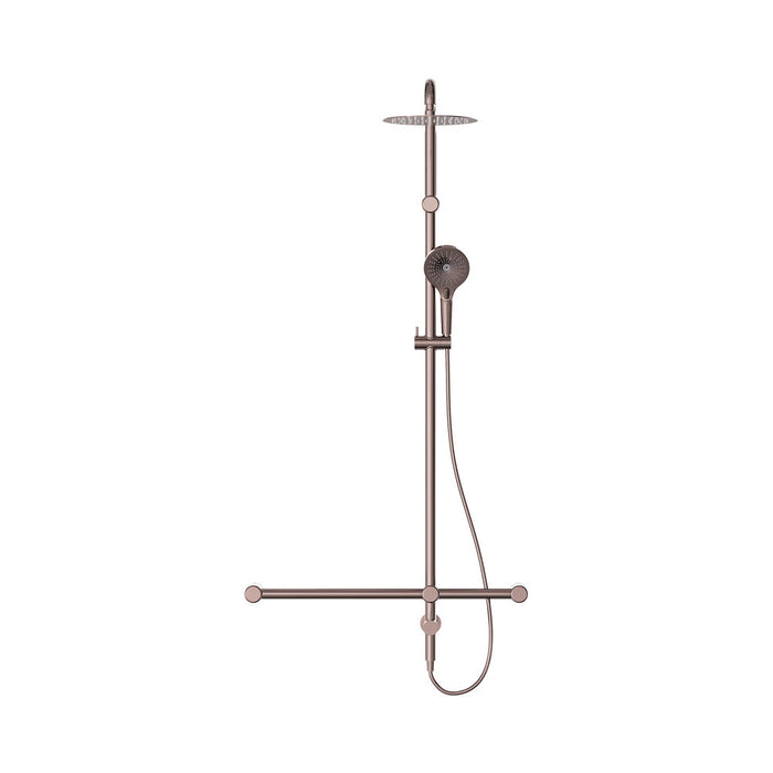 600*1600mm Nero Mecca Care 32mm T Bar Grab Rail Twin Shower Set