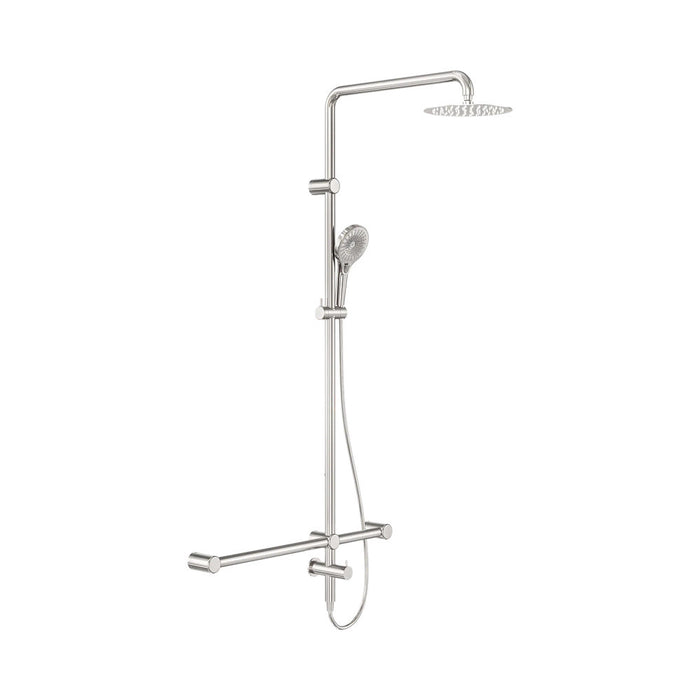 600*1600mm Nero Mecca Care 32mm T Bar Grab Rail Twin Shower Set